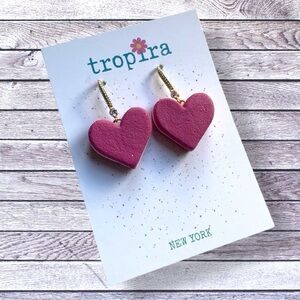 Pink Cookie Macarons Heart CZ Polymer Clay Earrings